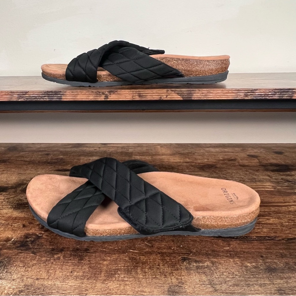 Earth Origins Oceana Black‎ Quilted Slide Slip On Hook & Loop Sandals women 12 - Picture 8 of 11